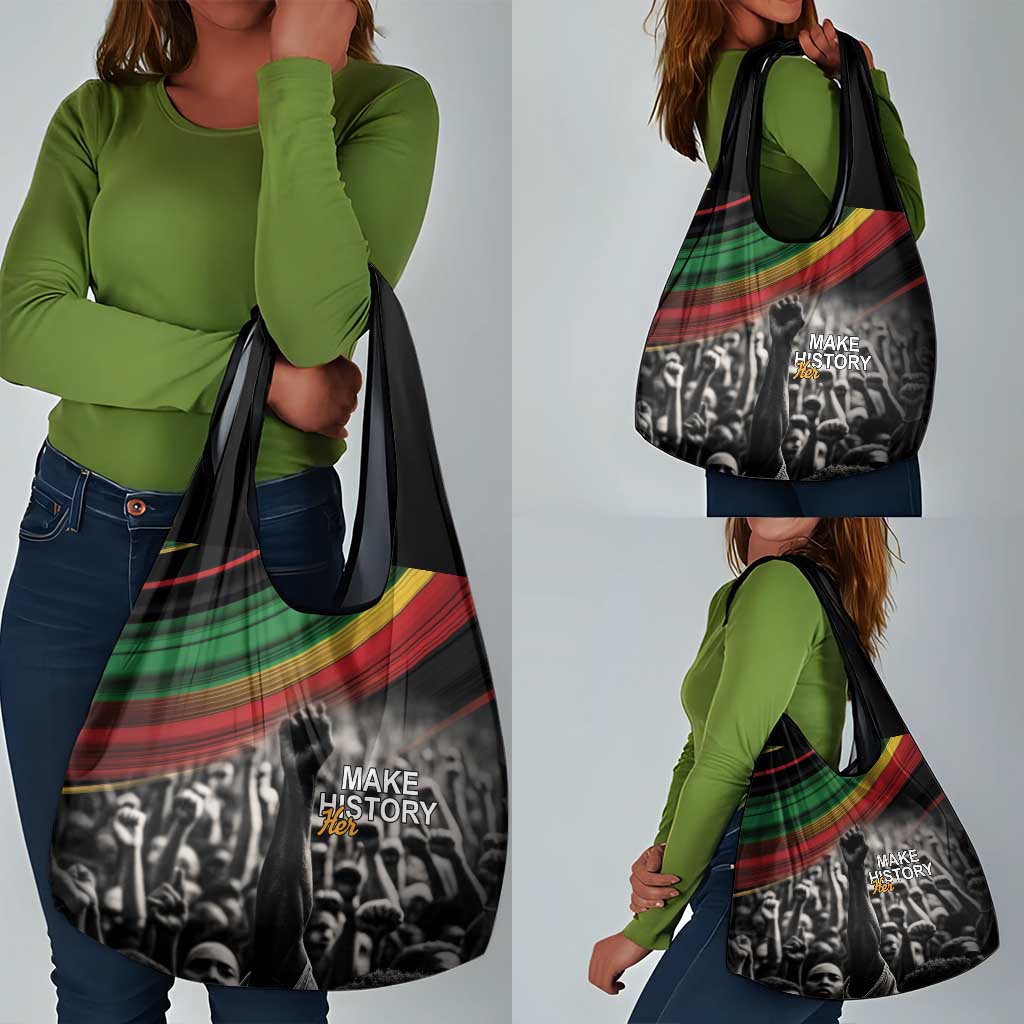 African-American History Month Grocery Bag Black Power Hand Make His-Herstories