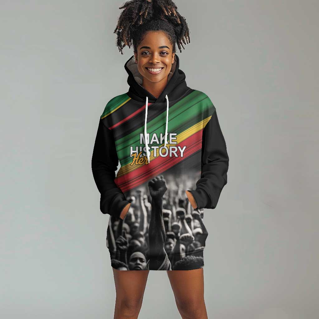 African-American History Month Hoodie Dress Black Power Hand Make His-Herstories