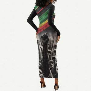 African-American History Month Long Sleeve Bodycon Dress Black Power Hand Make His-Herstories