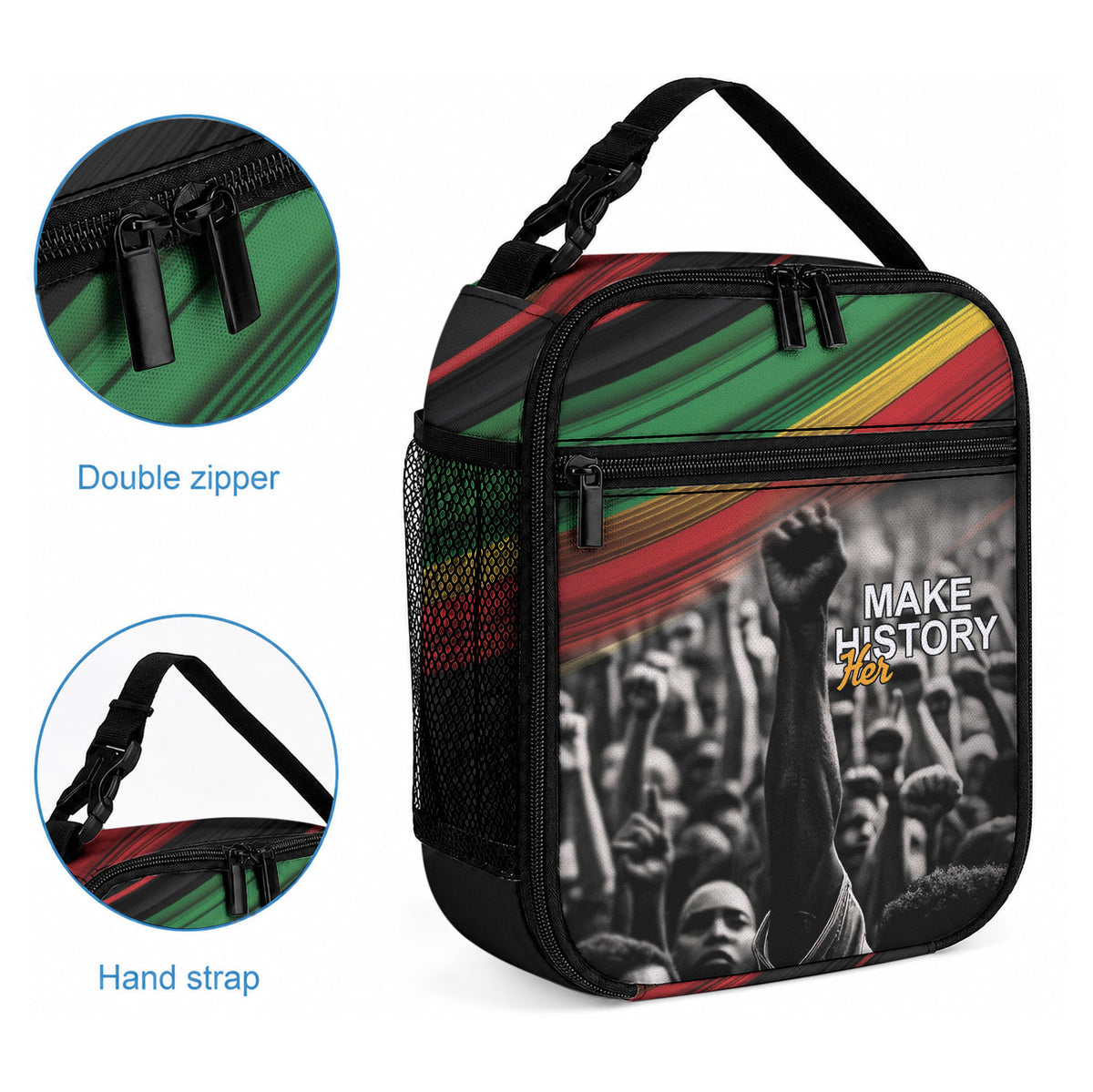 African-American History Month Lunch Bag Black Power Hand Make His-Herstories