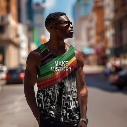 African-American History Month Men Tank Top Black Power Hand Make His-Herstories