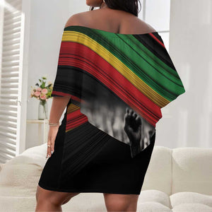 African-American History Month Off Shoulder Short Dress Black Power Hand Make His-Herstories