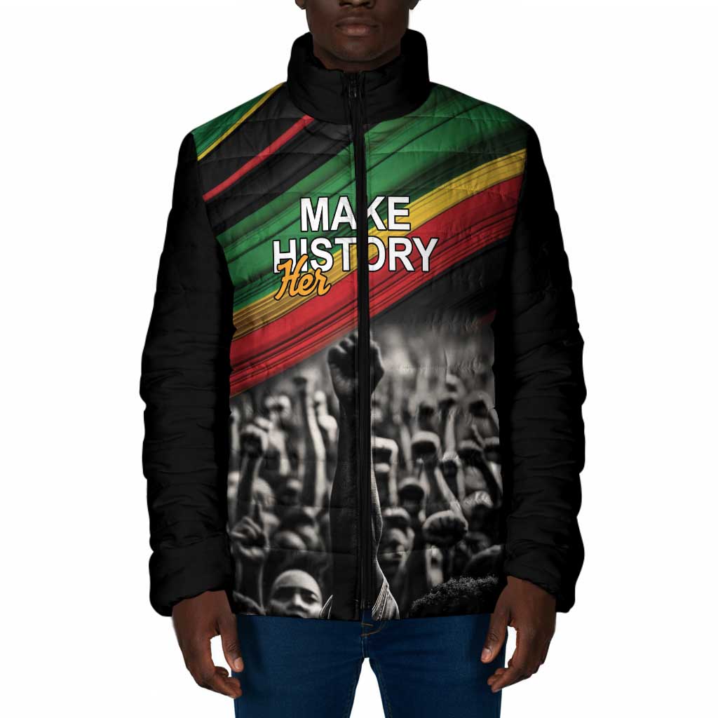 African-American History Month Padded Jacket Black Power Hand Make His-Herstories