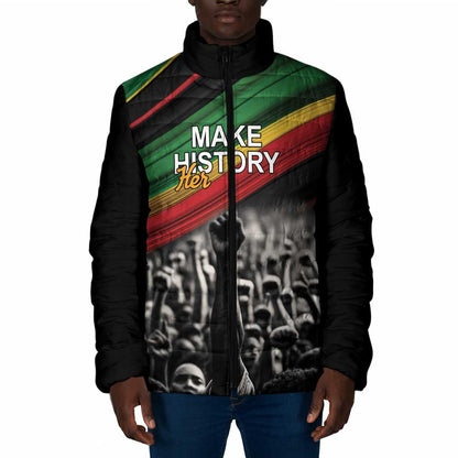 African-American History Month Padded Jacket Black Power Hand Make His-Herstories