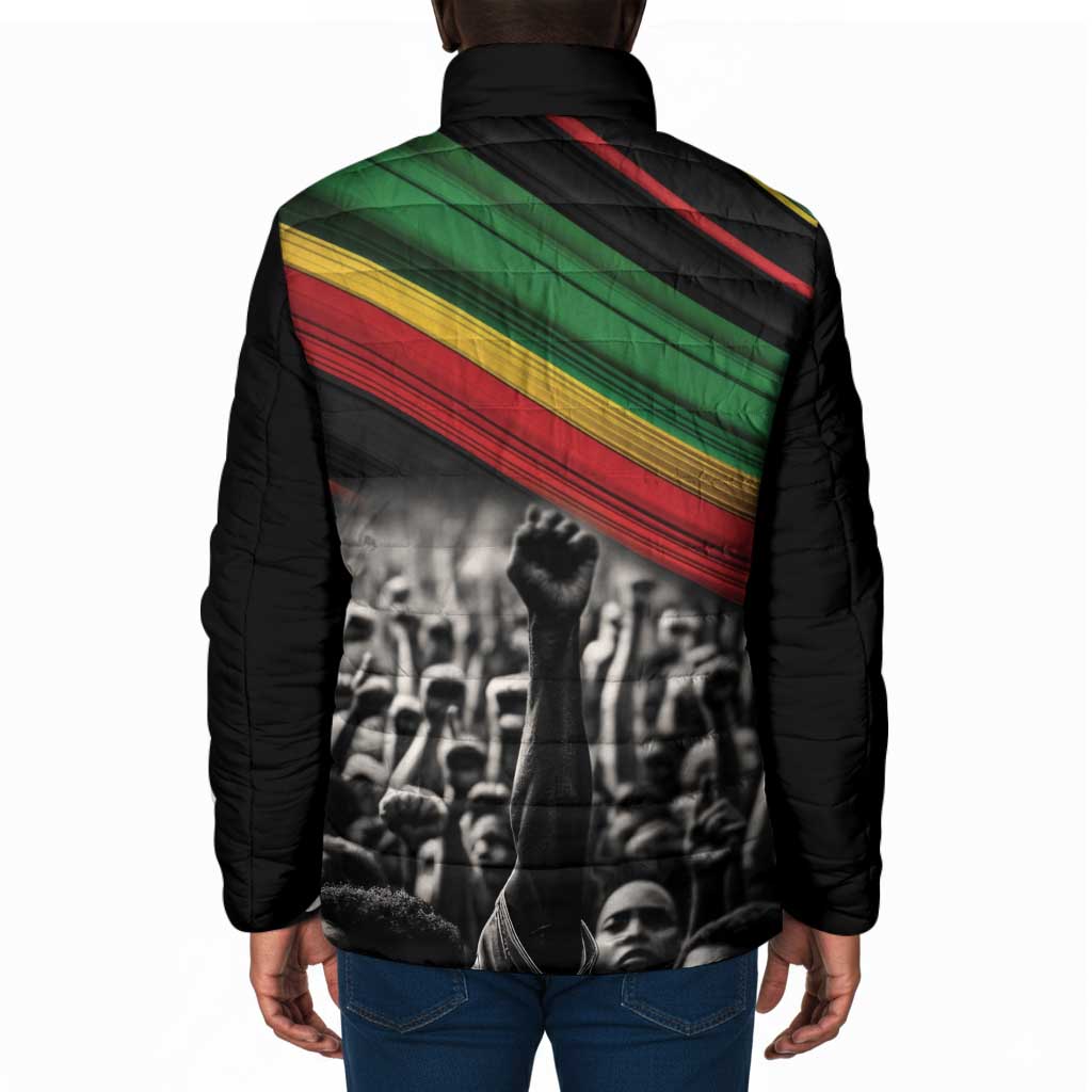 African-American History Month Padded Jacket Black Power Hand Make His-Herstories