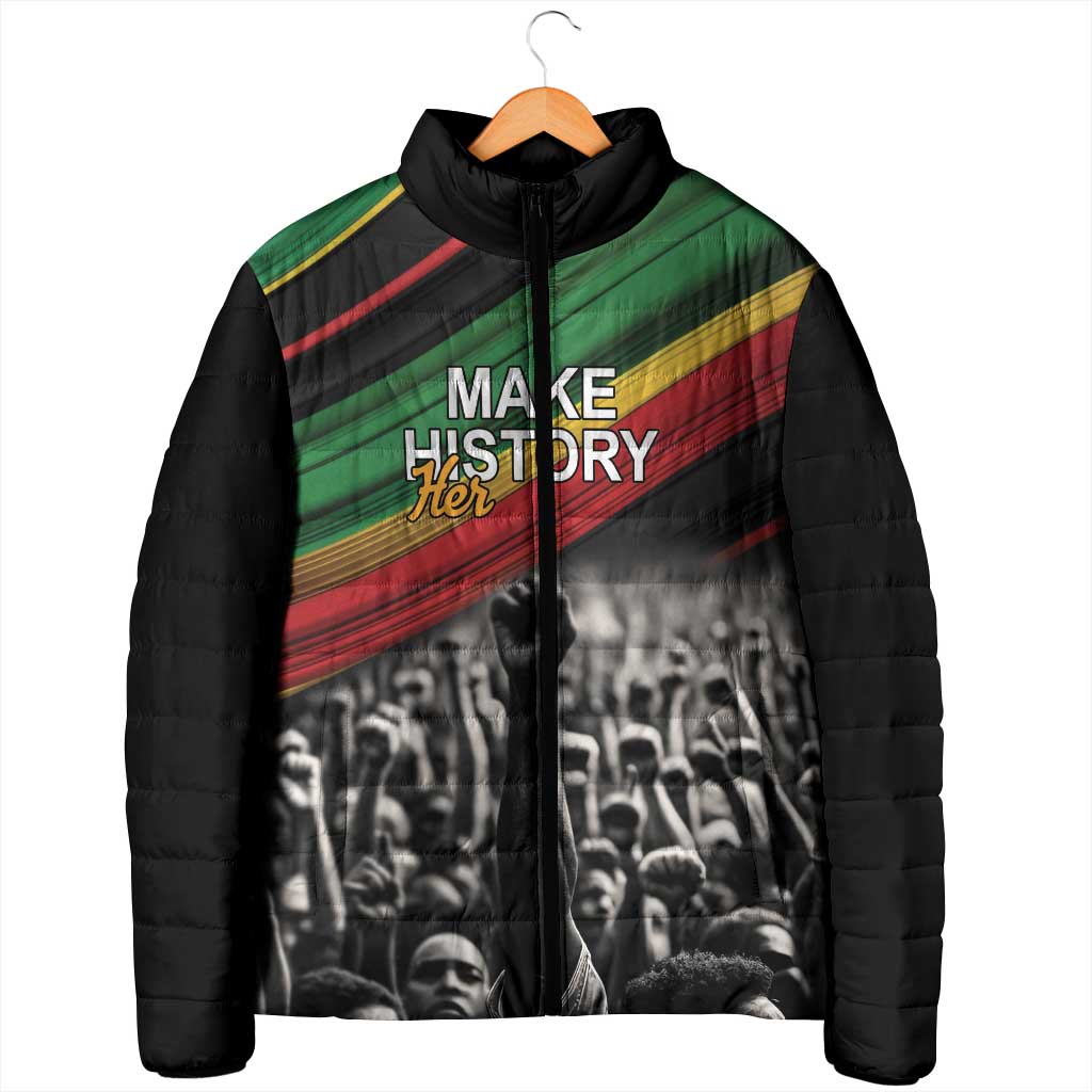 African-American History Month Padded Jacket Black Power Hand Make His-Herstories