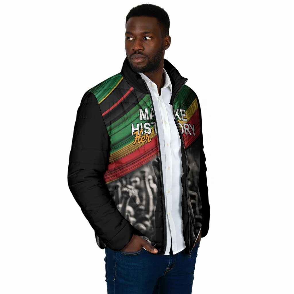 African-American History Month Padded Jacket Black Power Hand Make His-Herstories