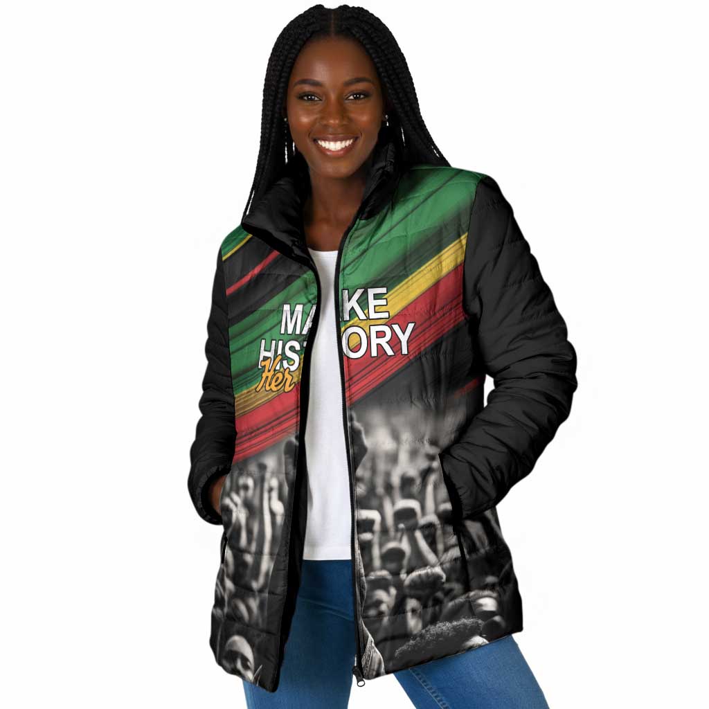 African-American History Month Padded Jacket Black Power Hand Make His-Herstories