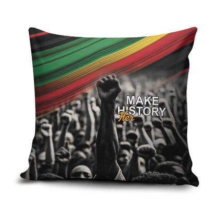 African-American History Month Pillow Cover Black Power Hand Make His-Herstories