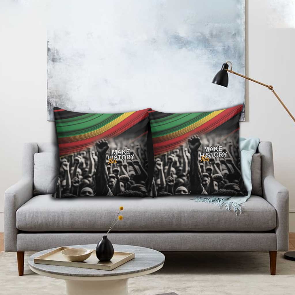 African-American History Month Pillow Cover Black Power Hand Make His-Herstories