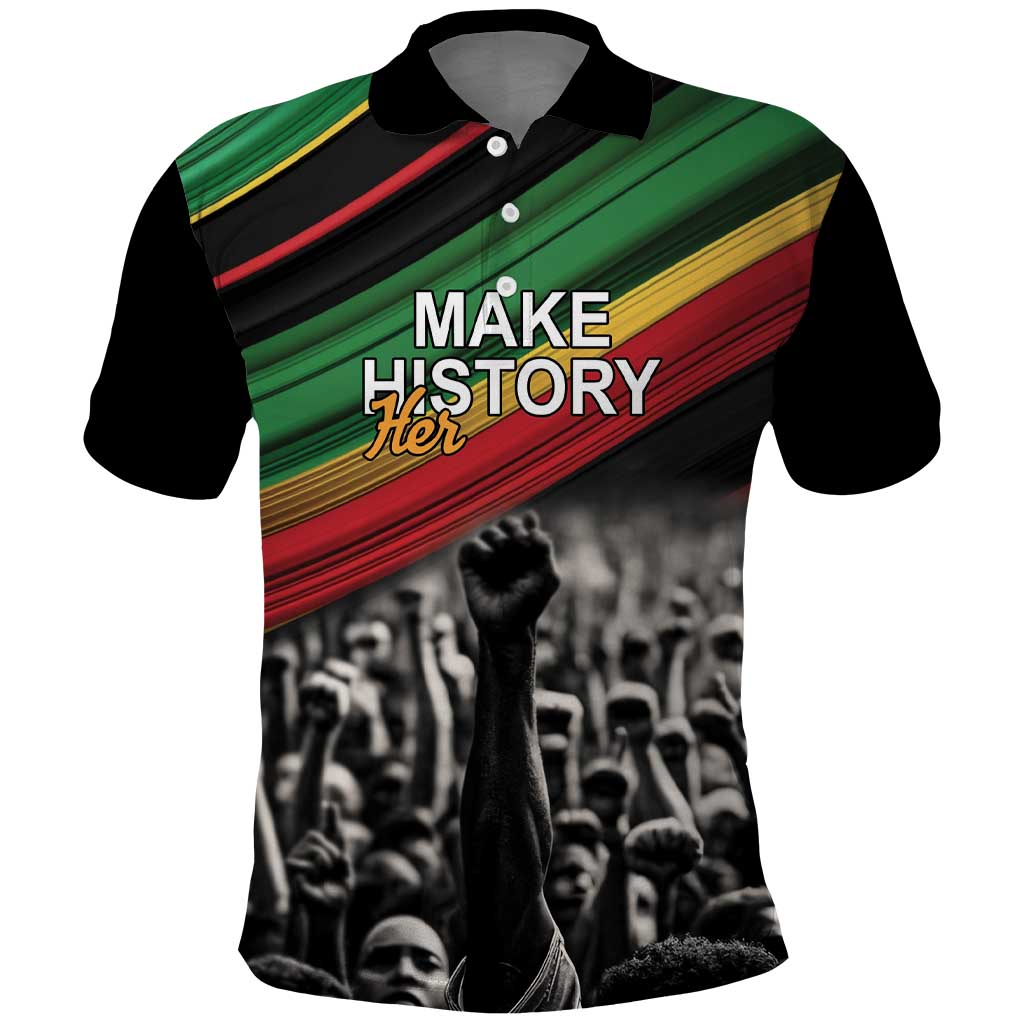 African-American History Month Polo Shirt Black Power Hand Make His-Herstories