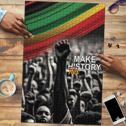 African-American History Month Puzzle Black Power Hand Make His-Herstories
