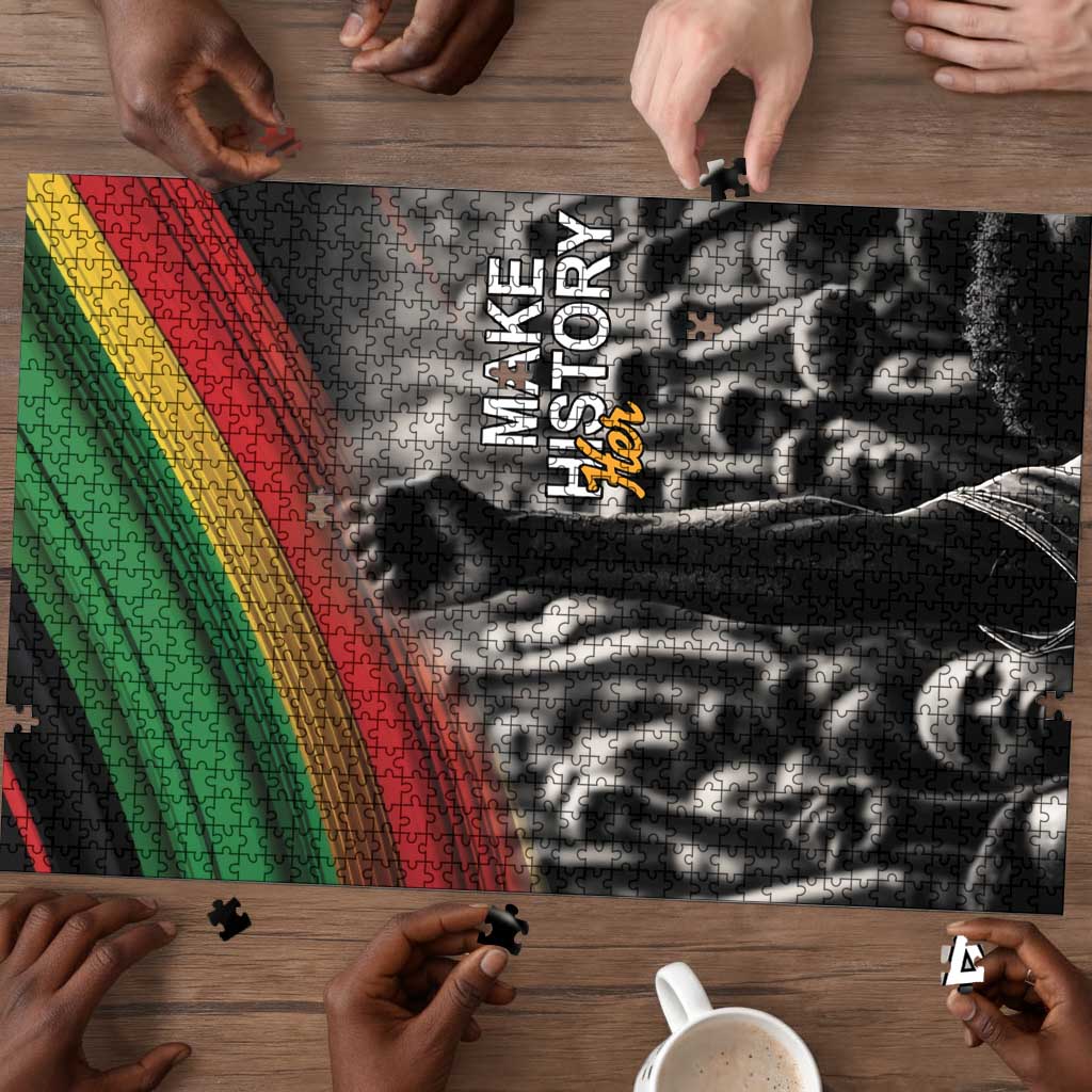 African-American History Month Puzzle Black Power Hand Make His-Herstories