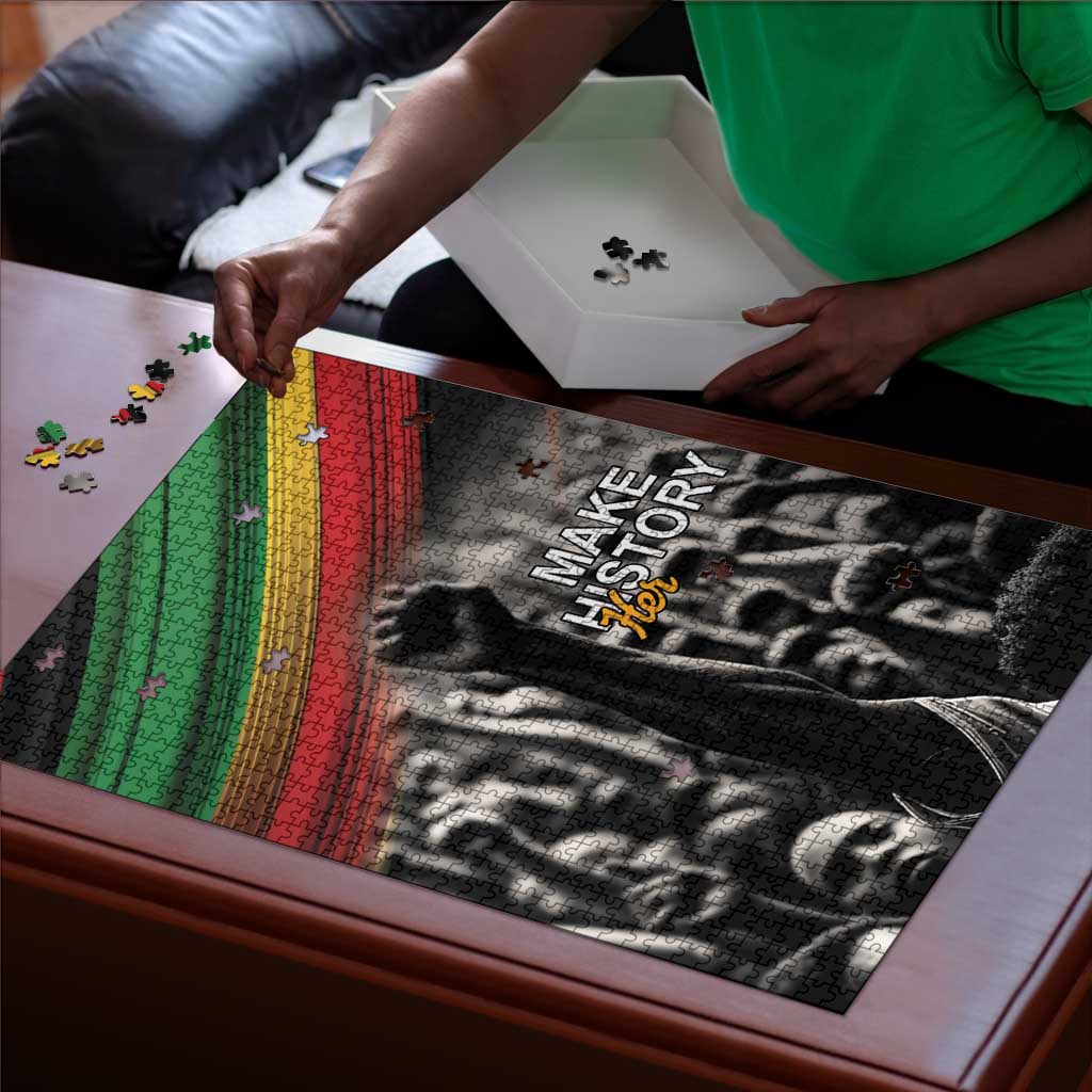 African-American History Month Puzzle Black Power Hand Make His-Herstories