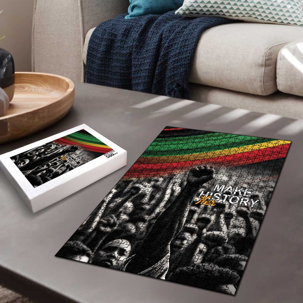 African-American History Month Puzzle Black Power Hand Make His-Herstories