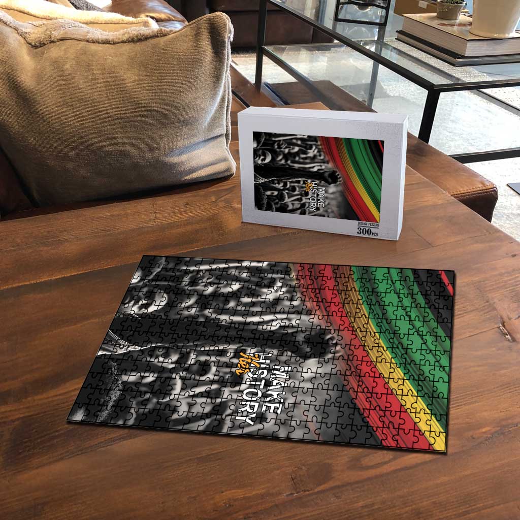 African-American History Month Puzzle Black Power Hand Make His-Herstories