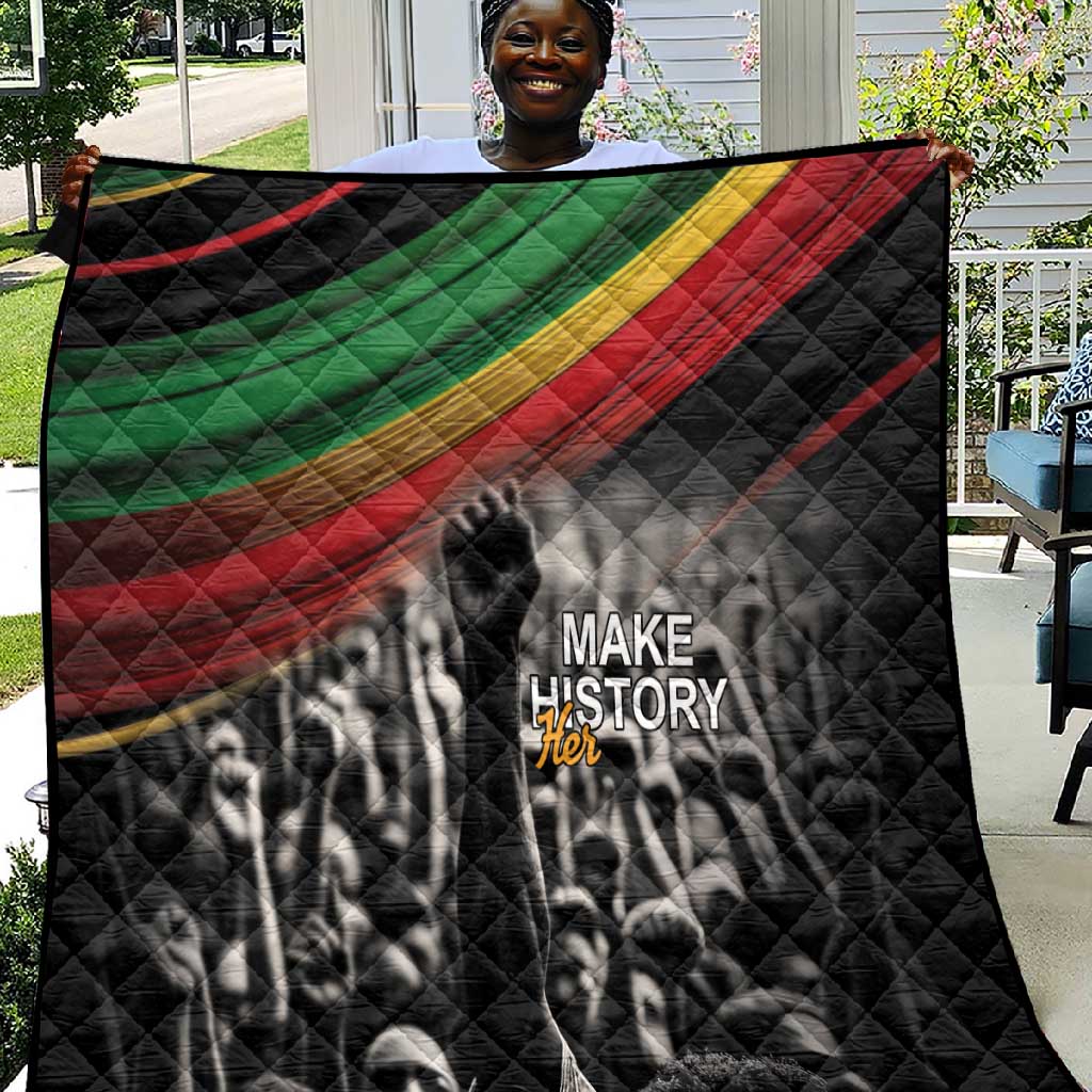 African-American History Month Quilt Black Power Hand Make His-Herstories