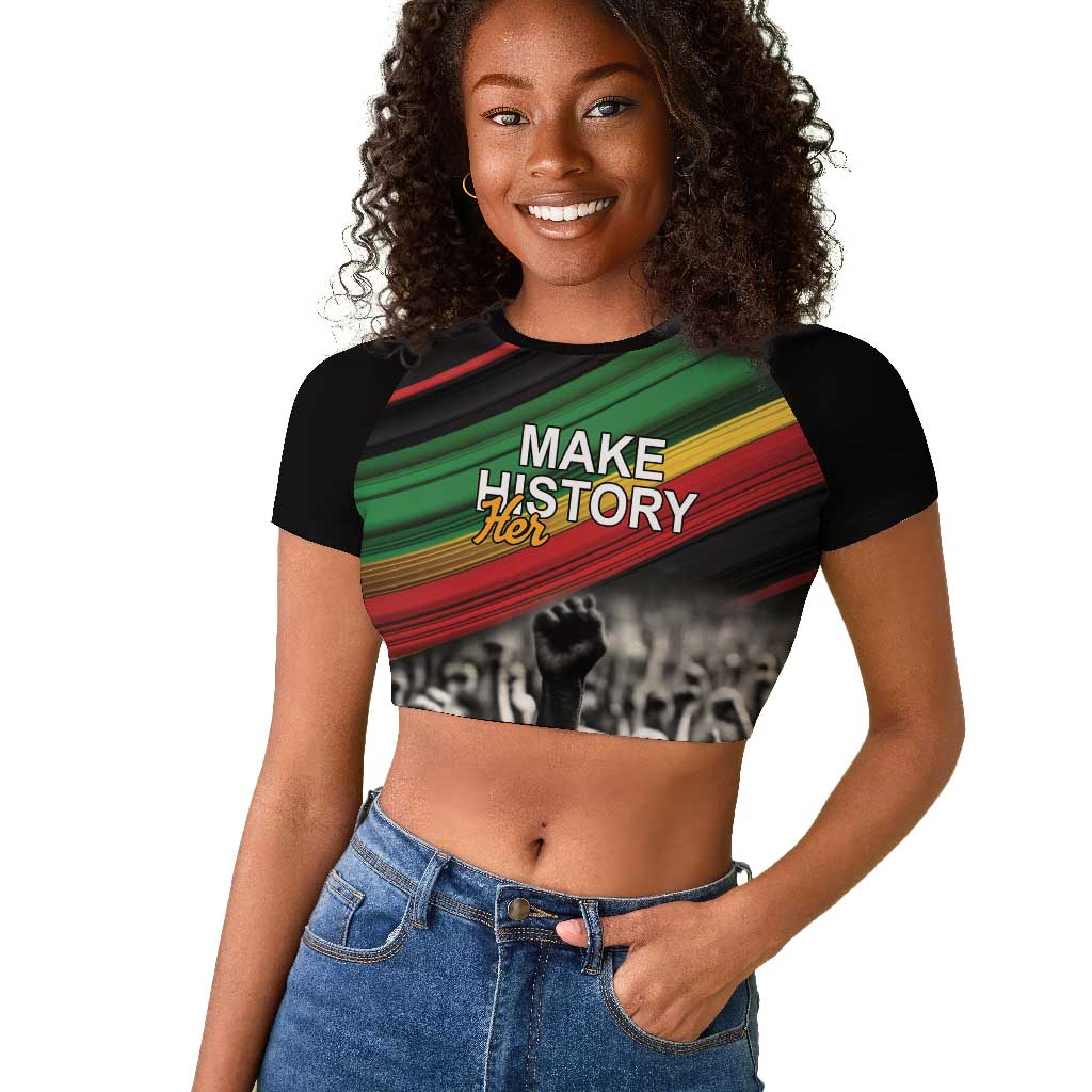 African-American History Month Raglan Cropped T shirt Black Power Hand Make His-Herstories