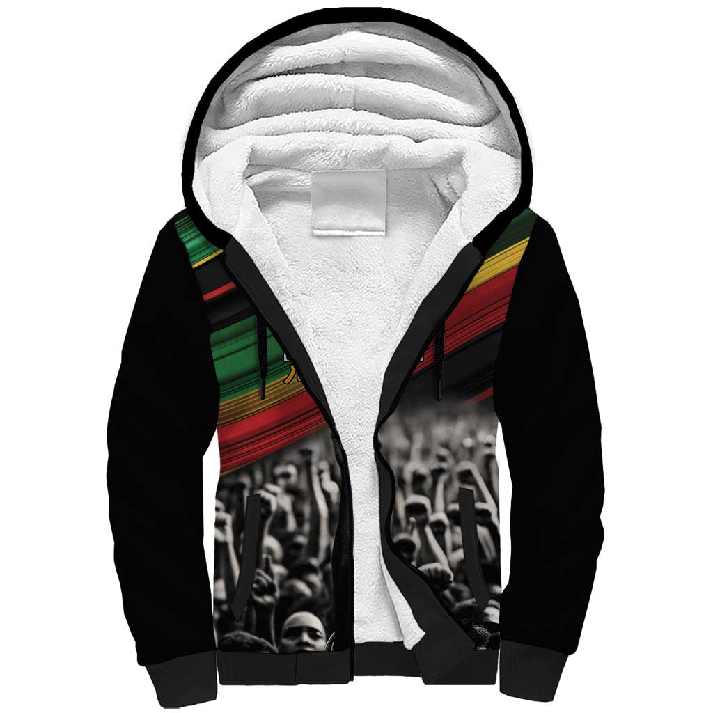 African-American History Month Sherpa Hoodie Black Power Hand Make His-Herstories