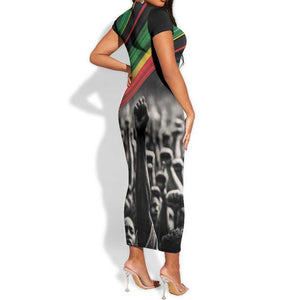 African-American History Month Short Sleeve Bodycon Dress Black Power Hand Make His-Herstories