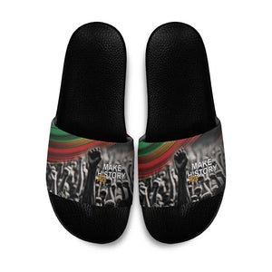 African-American History Month Slide Sandals Black Power Hand Make His-Herstories