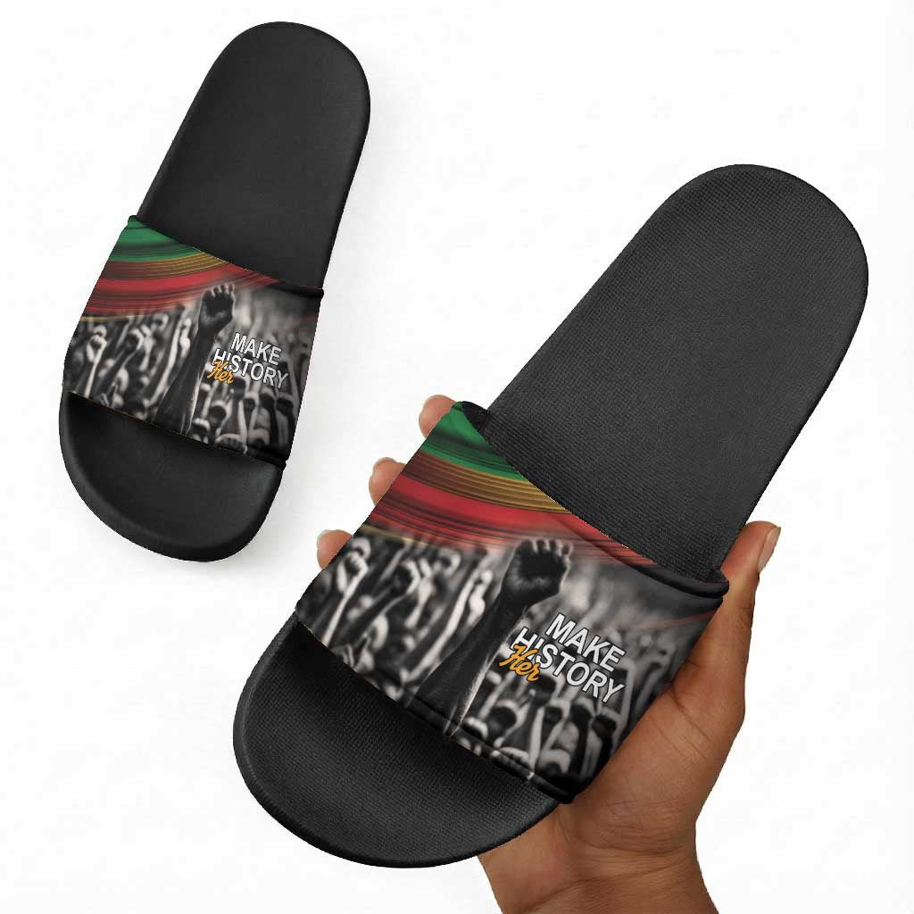 African-American History Month Slide Sandals Black Power Hand Make His-Herstories