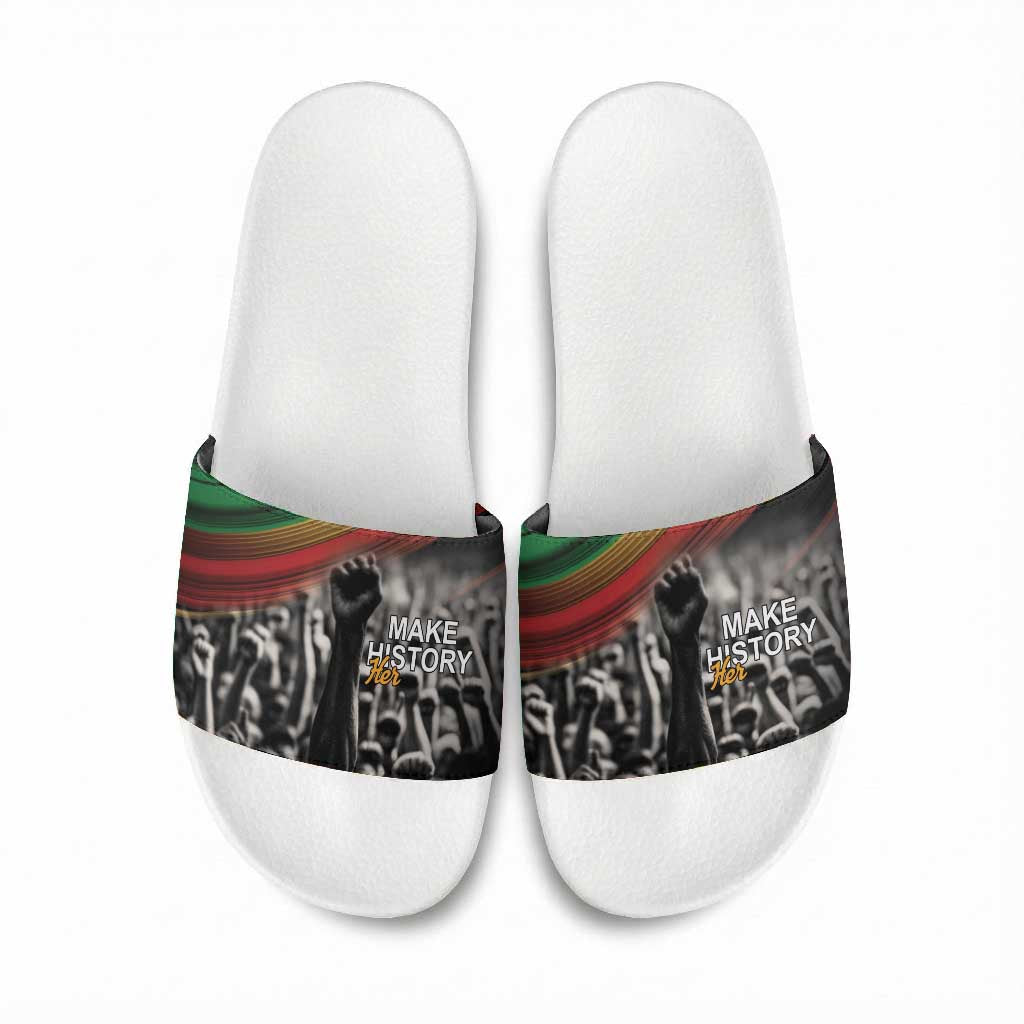 African-American History Month Slide Sandals Black Power Hand Make His-Herstories