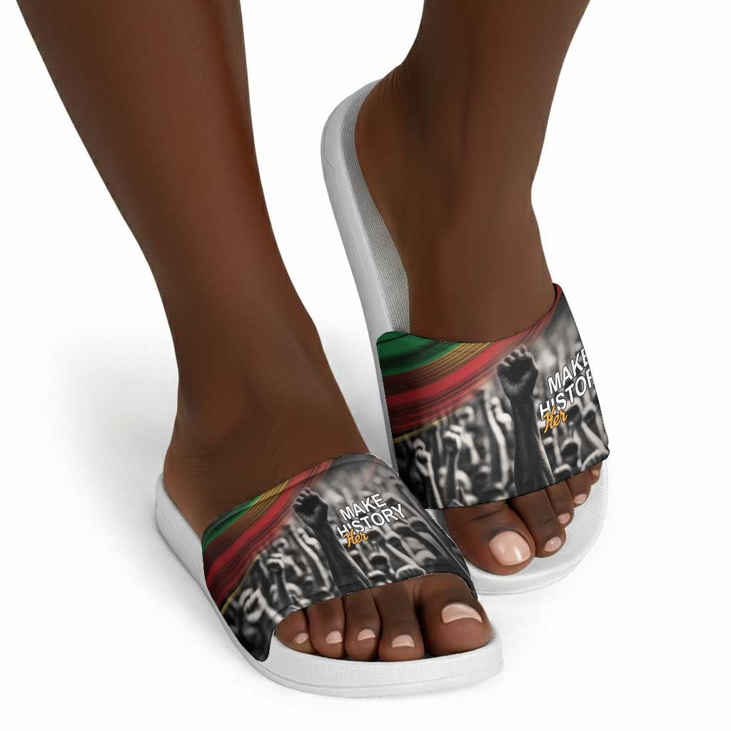 African-American History Month Slide Sandals Black Power Hand Make His-Herstories