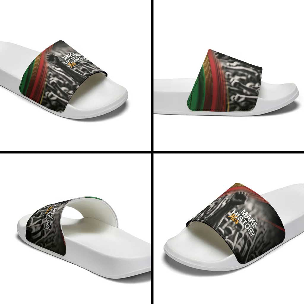 African-American History Month Slide Sandals Black Power Hand Make His-Herstories