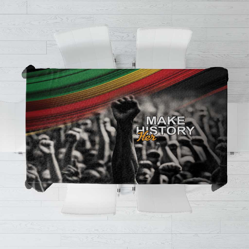 African-American History Month Tablecloth Black Power Hand Make His-Herstories