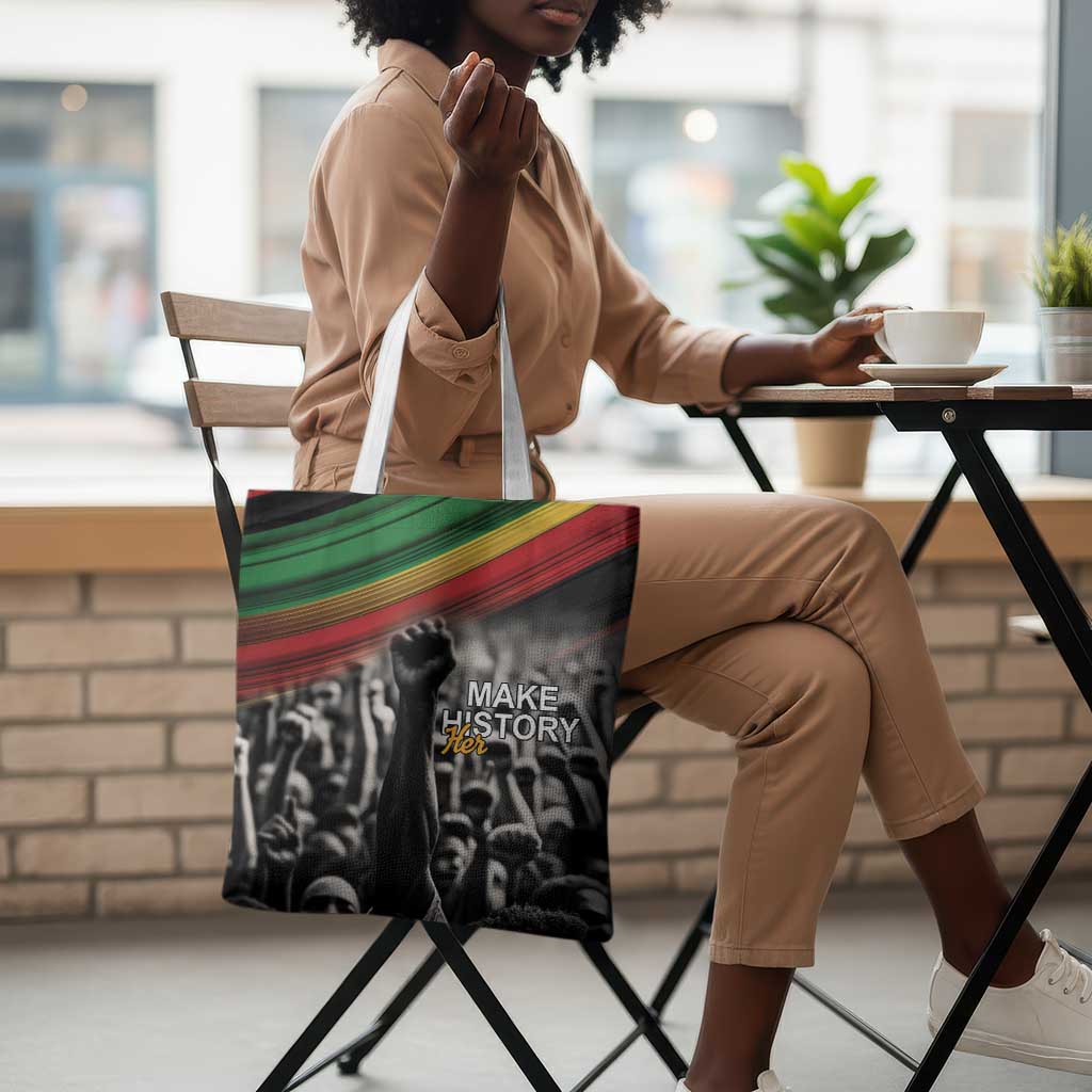 African-American History Month Tote Bag Black Power Hand Make His-Herstories