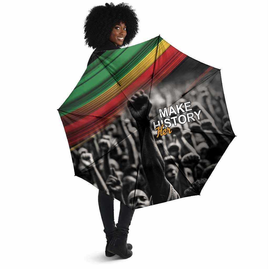 African-American History Month Umbrella Black Power Hand Make His-Herstories