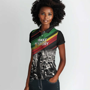 African-American History Month Women Polo Shirt Black Power Hand Make His-Herstories