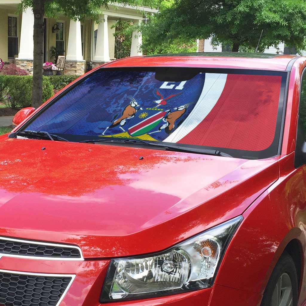 Custom Cricket African Namibia Auto Sun Shade Coat of arms Namibian Pattern