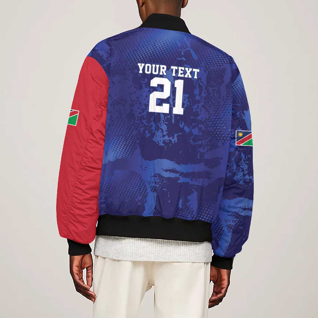 Custom Cricket African Namibia Bomber Jacket Coat of arms Namibian Pattern - African Pride