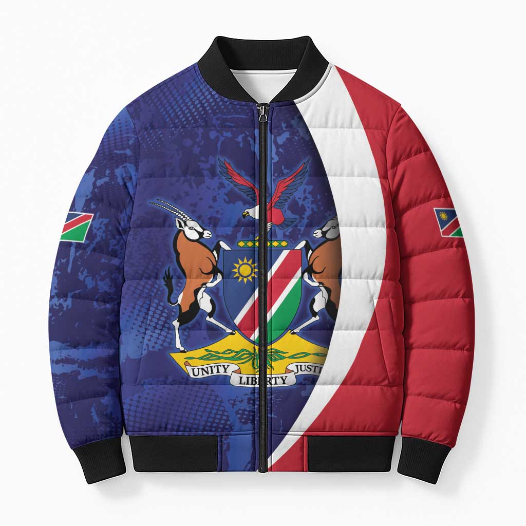 Custom Cricket African Namibia Bomber Puffer Jacket Coat of arms Namibian Pattern