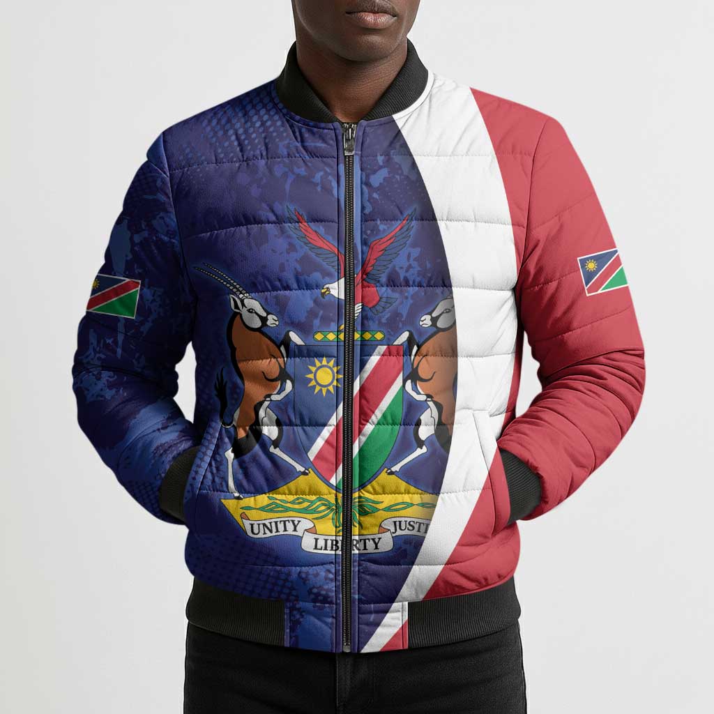 Custom Cricket African Namibia Bomber Puffer Jacket Coat of arms Namibian Pattern