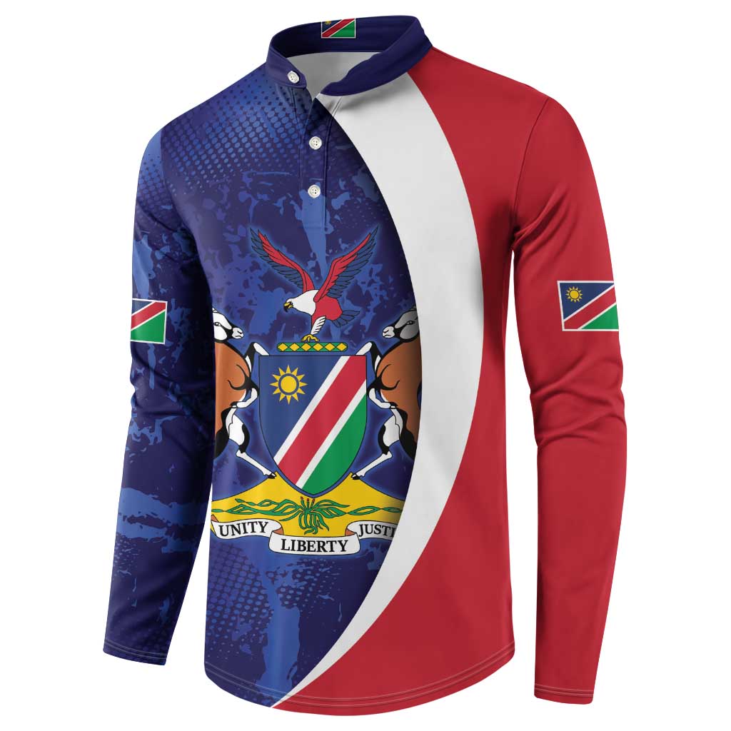 Custom Cricket African Namibia Button Sweatshirt Coat of arms Namibian Pattern