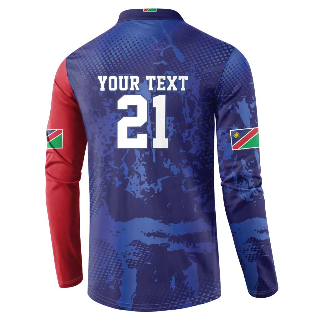 Custom Cricket African Namibia Button Sweatshirt Coat of arms Namibian Pattern
