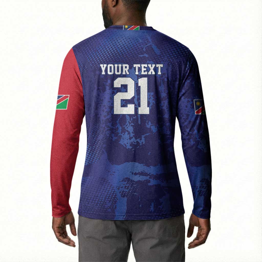 Custom Cricket African Namibia Button Sweatshirt Coat of arms Namibian Pattern