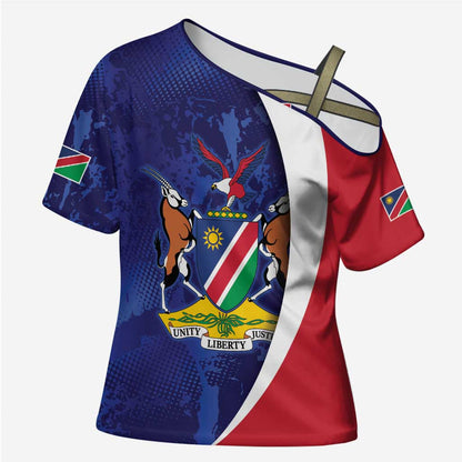 Custom Cricket African Namibia Cross Shoulder Shirt Coat of arms Namibian Pattern