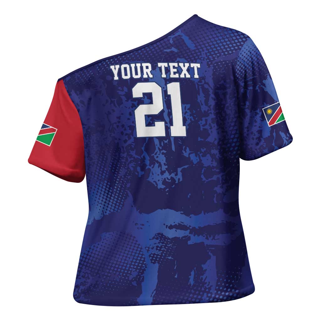 Custom Cricket African Namibia Cross Shoulder Shirt Coat of arms Namibian Pattern