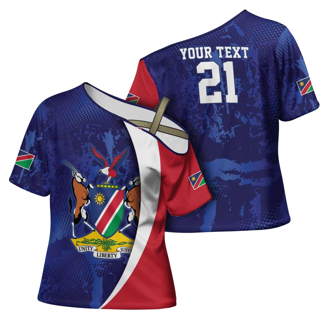 Custom Cricket African Namibia Cross Shoulder Shirt Coat of arms Namibian Pattern