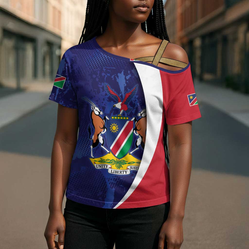 Custom Cricket African Namibia Cross Shoulder Shirt Coat of arms Namibian Pattern
