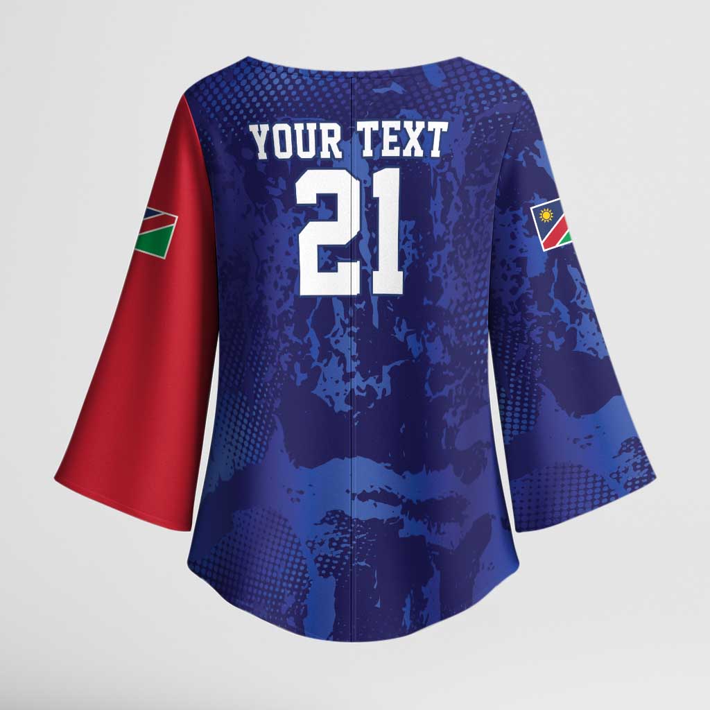 Custom Cricket African Namibia Kimono Sleeve Blouse Coat of arms Namibian Pattern