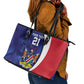 Custom Cricket African Namibia Leather Tote Bag Coat of arms Namibian Pattern - African Pride