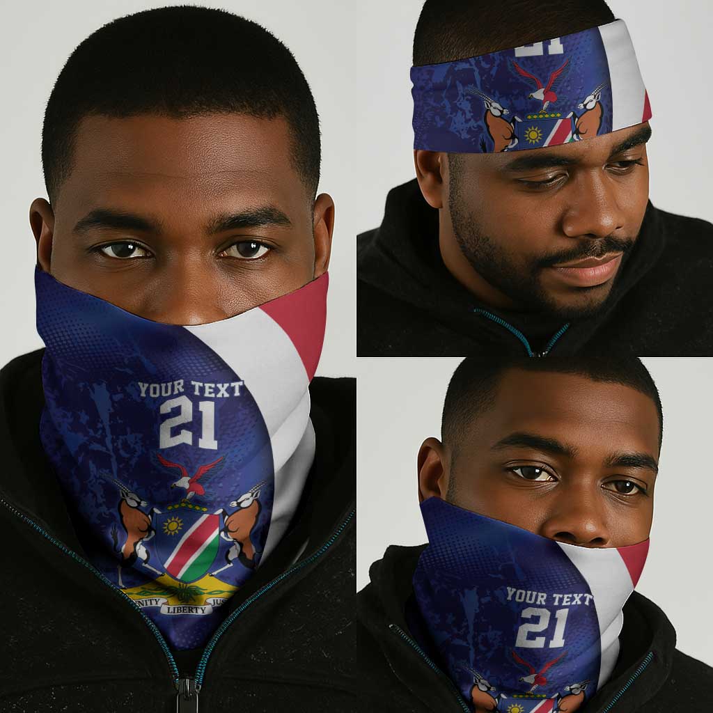Custom Cricket African Namibia Neck Gaiter Coat of arms Namibian Pattern LT9