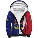 Custom Cricket African Namibia Sherpa Hoodie Coat of arms Namibian Pattern - African Pride
