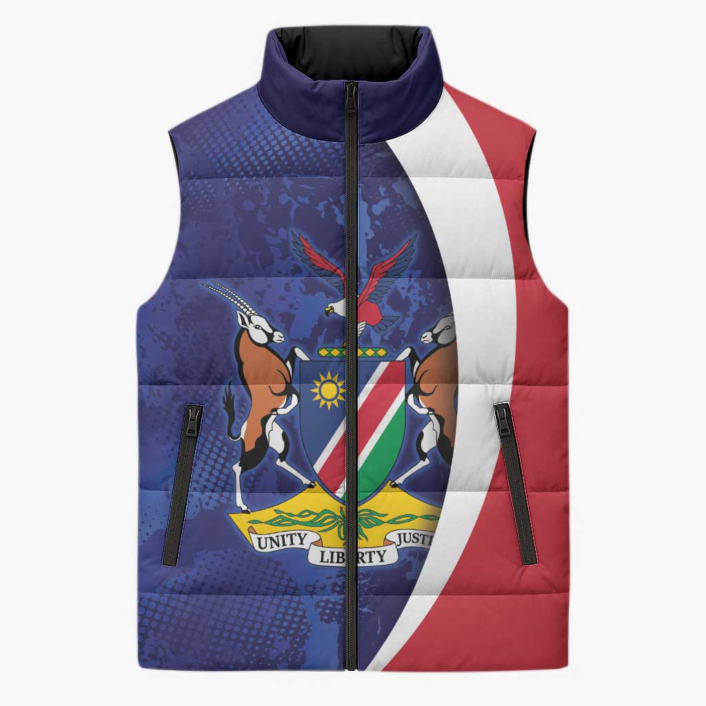 Custom Cricket African Namibia Sleeveless Puffer Jacket Coat of arms Namibian Pattern