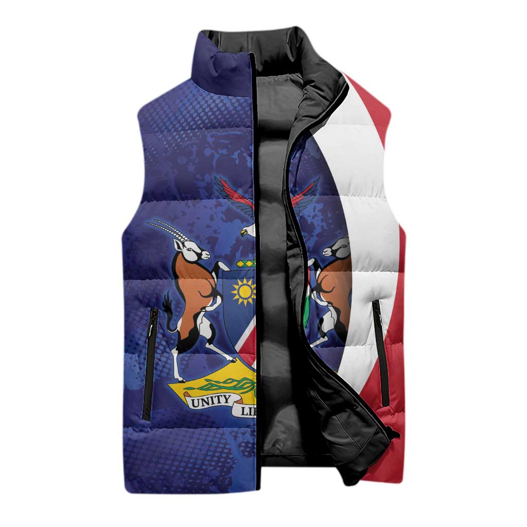 Custom Cricket African Namibia Sleeveless Puffer Jacket Coat of arms Namibian Pattern